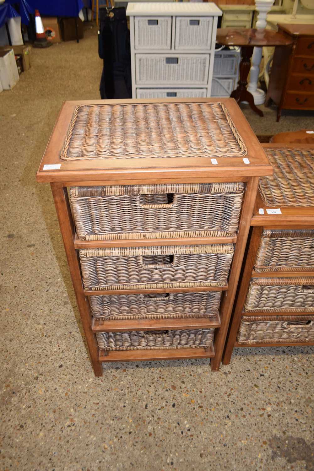 MODERN CHEST WITH FOUR WICKER DRAWERS, 65CM WIDE