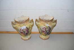 PAIR OF VASES DECORATED WITH FIGURES AND GILT FLORAL DETAIL