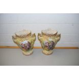 PAIR OF VASES DECORATED WITH FIGURES AND GILT FLORAL DETAIL