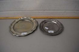 TWO MODERN PEWTER PLATES