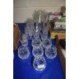QUANTITY OF MODERN CLEAR CUT GLASS DRINKING GLASSES MIXED DESIGNS