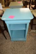 SMALL BLUE PAINTED BEDSIDE OR LAMP TABLE WITH SINGLE DRAWER, 47CM WIDE