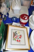 VARIOUS PLACE MATS, FRAMED PICTURES, NAPKINS ETC