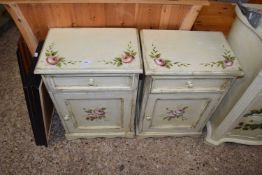 PAIR OF ROSE PAINTED BEDSIDE CABINETS, 42CM WIDE