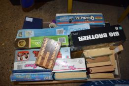 BOX OF VARIOUS BOARD GAMES, BOOKS ETC