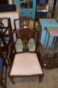 PAIR OF MAHOGANY CARVER CHAIRS WITH PUSH OUT SEATS