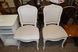 PAIR OF MODERN CREAM FRAMED DINING OR SIDE CHAIRS