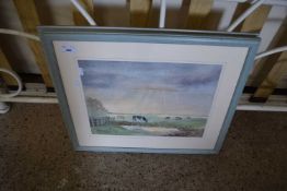 S SEWELL, ESTUARY SCENE WITH MOORED BOATS, AND CATTLE GRAZING ON MARSHLAND, WATERCOLOURS, F/G (2)
