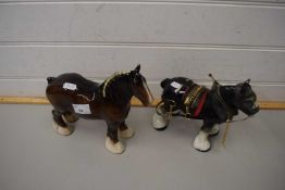 TWO CERAMIC SHIRE HORSES TO INCLUDE A BESWICK EXAMPLE