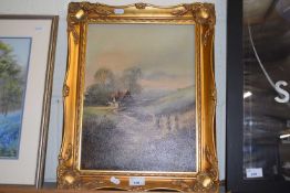 HORSEWELL, STUDY OF A RURAL COTTAGE, OIL ON CANVAS, GILT FRAMED