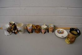VARIOUS ROYAL DOULTON AND OTHER CHARACTER JUGS PLUS VARIOUS ROYALTY CERAMICS
