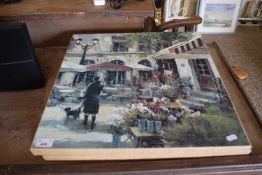 PAIR OF MODERN CANVAS PRINTS - FRENCH STREET SCENES