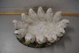 LARGE POTTERY BOWL FORMED AS CHICKS