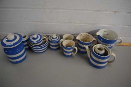 VARIOUS T G GREEN CORNISH WARE KITCHEN JUGS, STORAGE JARS, TEA POT AND OTHER ITEMS