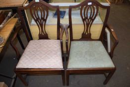 PAIR OF MAHOGANY CARVER CHAIRS WITH PUSH OUT SEATS