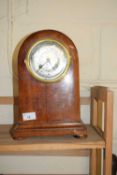 EARLY 20TH CENTURY DOME TOPPED MANTEL CLOCK WITH SILVERED FINISH FACE