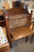 LATE 19TH CENTURY ARTS & CRAFTS STYLE NARROW OAK BUREAU WITH FITTED INTERIOR, 76CM WIDE