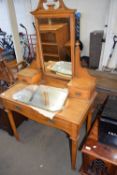 LATE VICTORIAN SATINWOOD MIRROR BACK DRESSING TABLE, 91CM WIDE