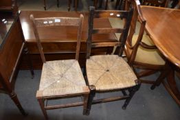 TWO RUSH SEATED KITCHEN CHAIRS