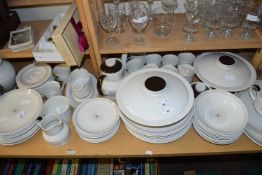 QUANTITY OF DINNER AND TEA WARES BY ROYAL DOULTON IN THE 'MORNING STAR' PATTERN COMPRISING TEN