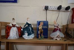 MIXED LOT ROYAL DOULTON FIGURINES TO INCLUDE "SARA, JANINE AND HUCKLEBERRY FINN" PLUS FURTHER