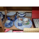 MIXED LOT VARIOUS ORIENTAL TEA WARES BISCUIT BARREL AND OTHER ITEMS