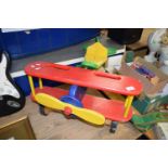 CHILD'S PUSH ALONG WOODEN TOY PLANE