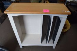 OAK TOP AND PAINTED COMBINATION BOOKCASE AND CD RACK, 89CM WIDE