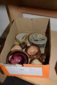 DOULTON STONEWARE CRUET, PAPER WEIGHT AND HARD STONE BOXES