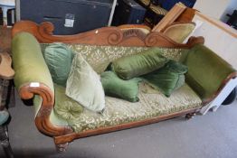 LATE VICTORIAN MAHOGANY FRAMED SOFA WITH LOOSE CUSHIONS, 200CM WIDE