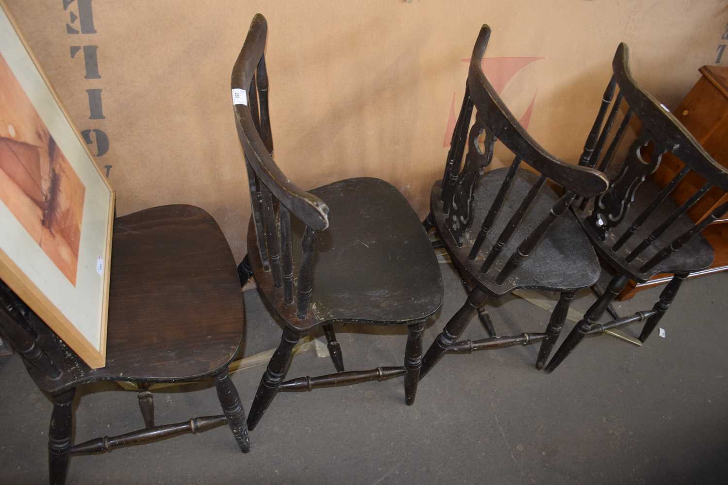 SET OF FOUR SPINDLE BACK KITCHEN CHAIRS