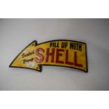 Cast iron arrow shaped advertising sign 'Fill up with Shell'