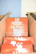 Box containing boxed powertrain air ilters or various makes and models