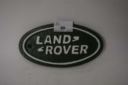 Small oval cast iron advertising sign 'Land Rover'