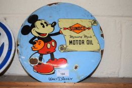 Circular enamel sign 'Sunoco Mercury made motor oil'