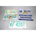 Collection of five American number plates