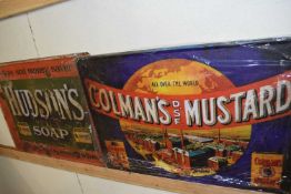 Thin metal sign 'Colman's Mustard' and 'Hudson's Soap' (2)