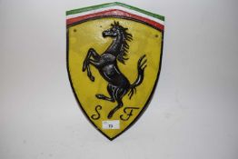 Shield shaped advertising sign 'Ferrari'