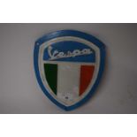 Shield shaped cast iron advertising sign 'Vespa'