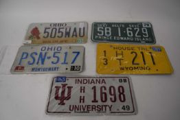 Five American number plates