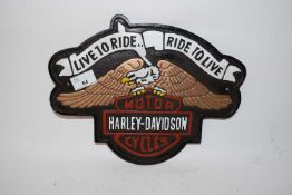 Cast iron advertising sign 'Harley Davidson Motorcycles'