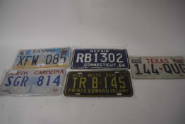 Five American number plates