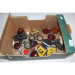 One box of mixed car lights, AA badges etc