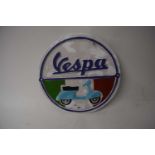 Cast iron circular plaque 'Vespa Mopeds'