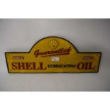 Domed cast iron advertising sign 'Shell Lubricating Oil'