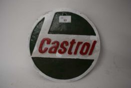 Circular cast iron advertising sign 'Castrol'