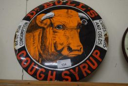 Circular enamel sign 'Dr Bulls Cough Syrup'