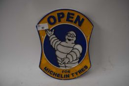 Cast iron plaque 'Open for Michelin Tyres'