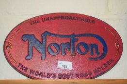 Oval cast iron plaque 'Norton'