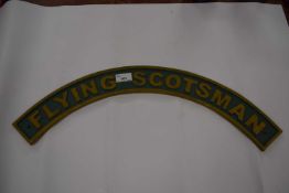 Arched cast metal sign 'Flying Scotsman'